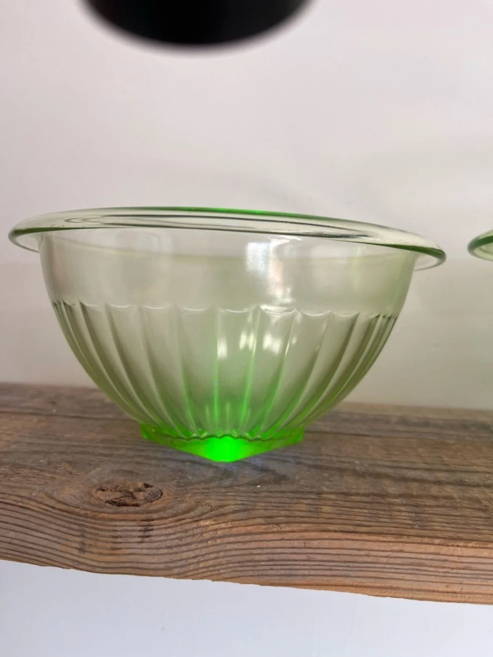 Hazel Atlas Uranium Vaseline Glass Mixing Bowls set two